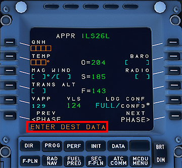 ENTER DEST DATA Message on the MCDU